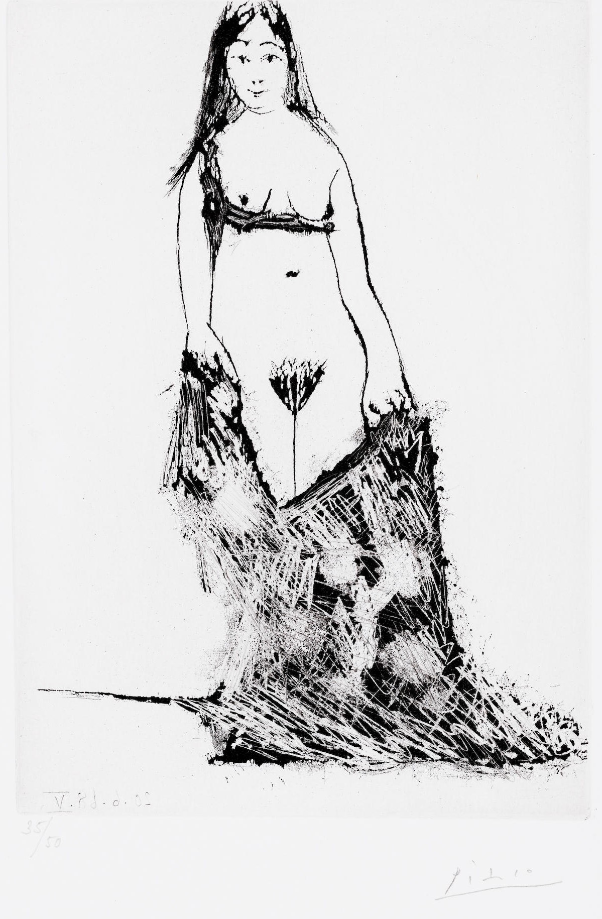Pablo Picasso - Jeune Femme Laissant Tomber sa Robe, plate 172, from Séries 347 (Bloch 1652, Baer 1668