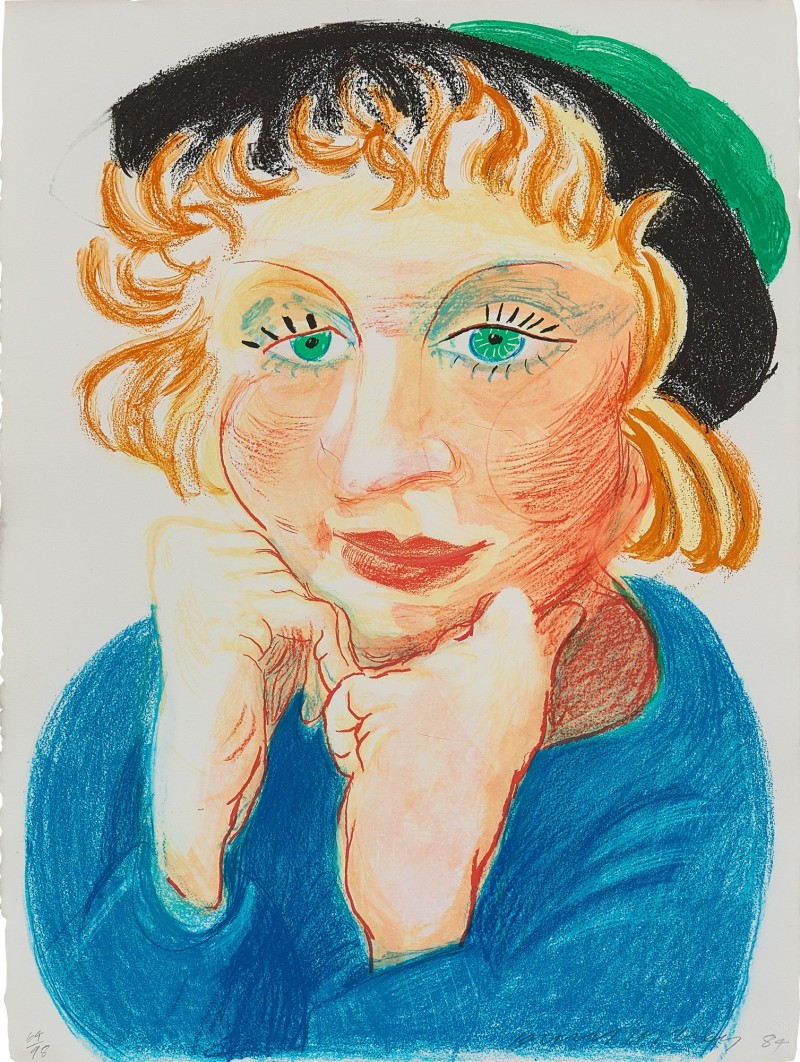 David Hockney - Celia with Green Hat