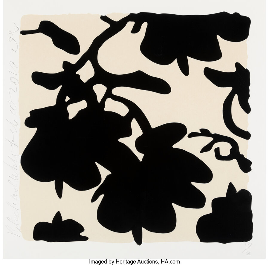 Donald Sultan - Lantern Flowers (Blue and White)