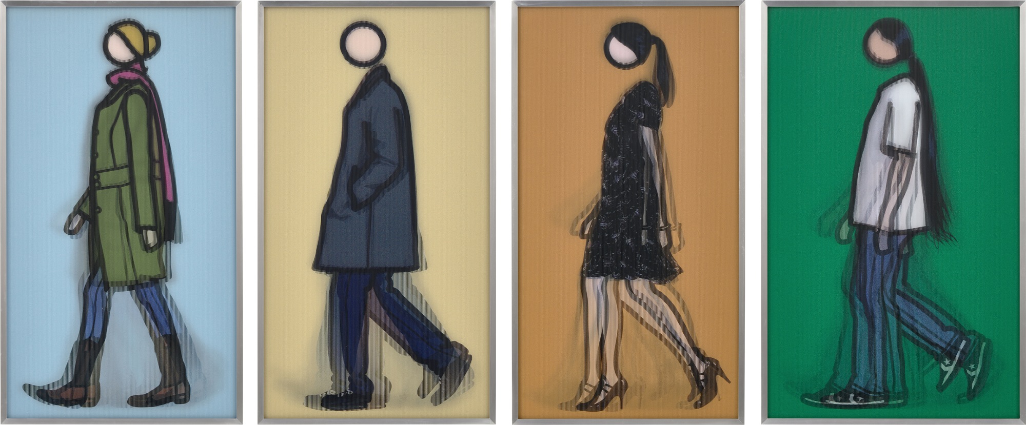 Julian Opie - Sian Walking; Jeremy Walking in Coat; Verity Walking; and Kris Walking (C. 147-150)