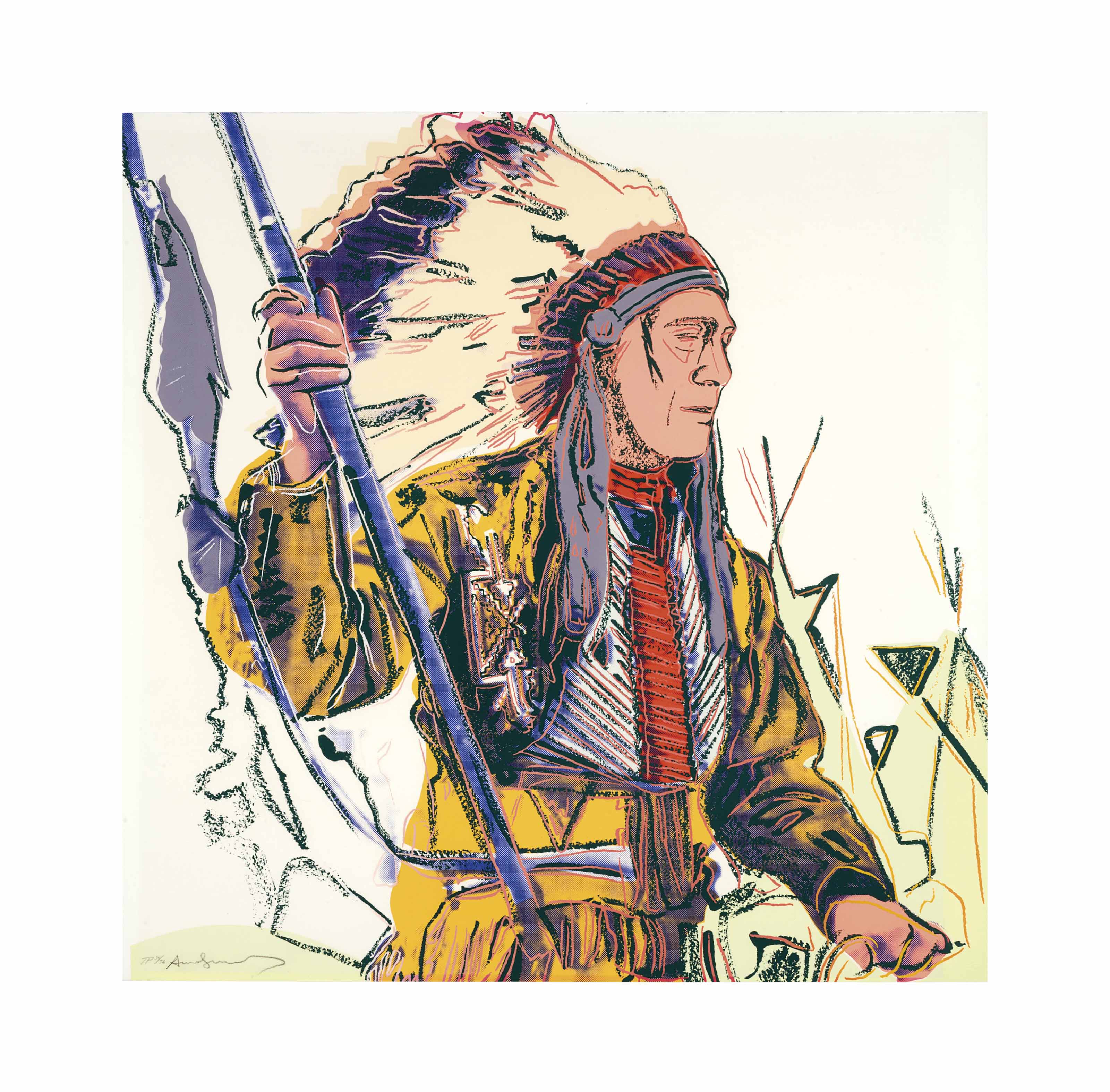Andy Warhol - War Bonnet Indian, from Cowboys and Indians