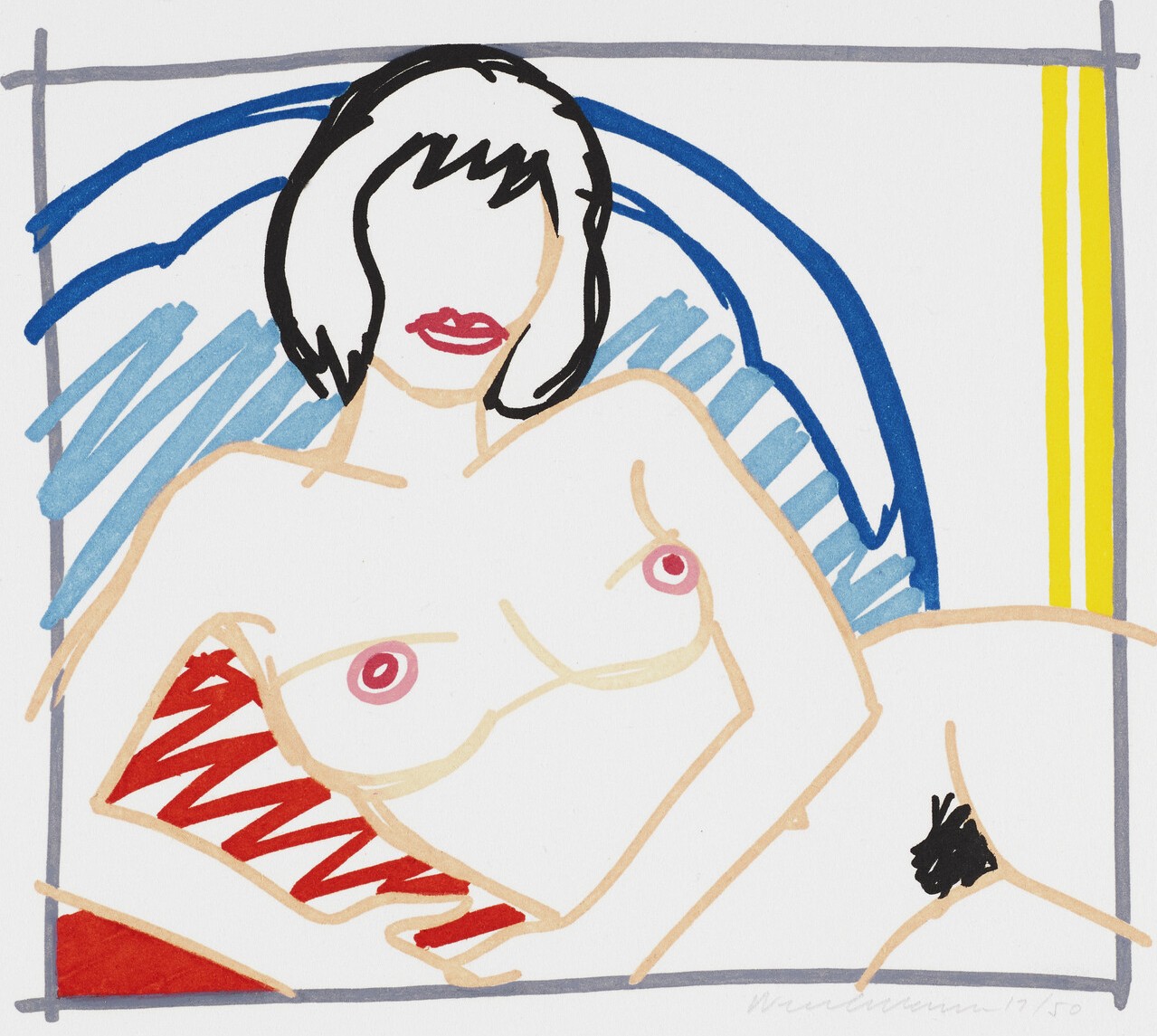 Tom Wesselmann - Monica Nude with Yellow Curtain