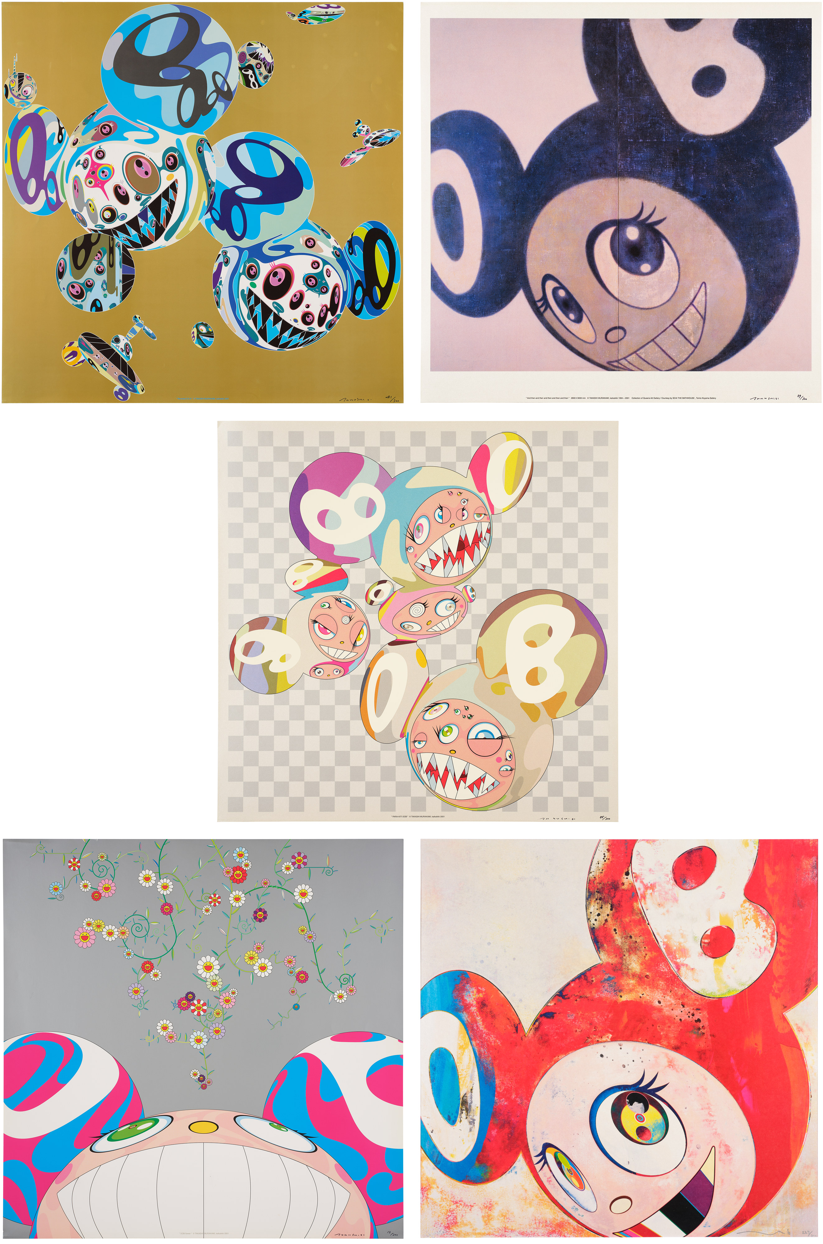 Takashi Murakami - Reversal D.N.A.; And then and then and then and then and then; PARA-KITI DOB; DOB Flower; and And then ...