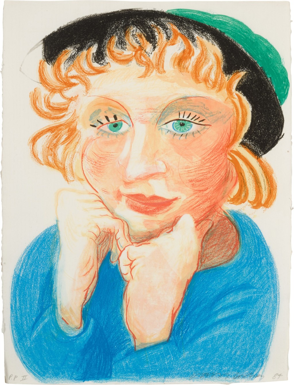 David Hockney - Celia with Green Hat (M.C.A.T. 268)