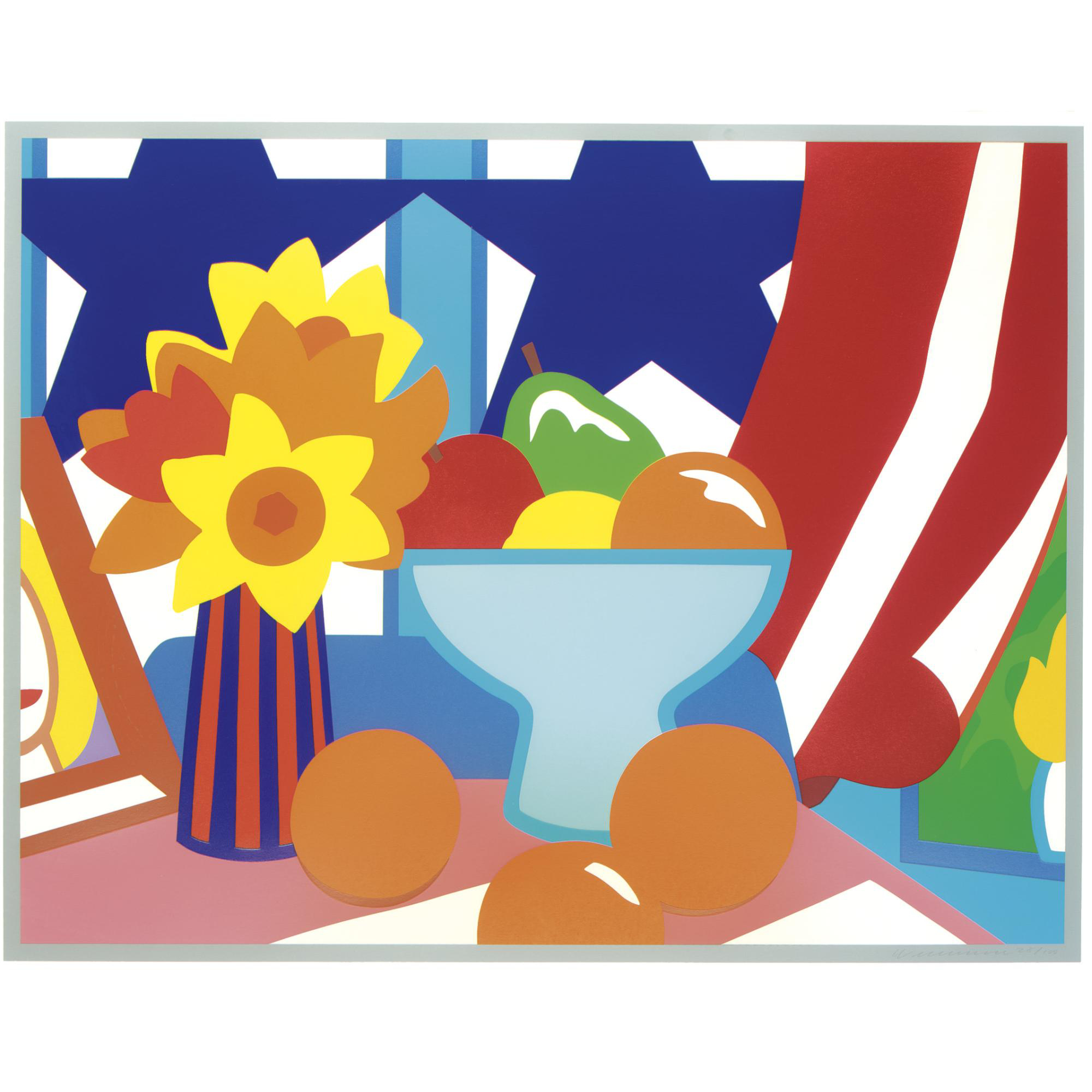 Tom Wesselmann - still life with red blowing curtain