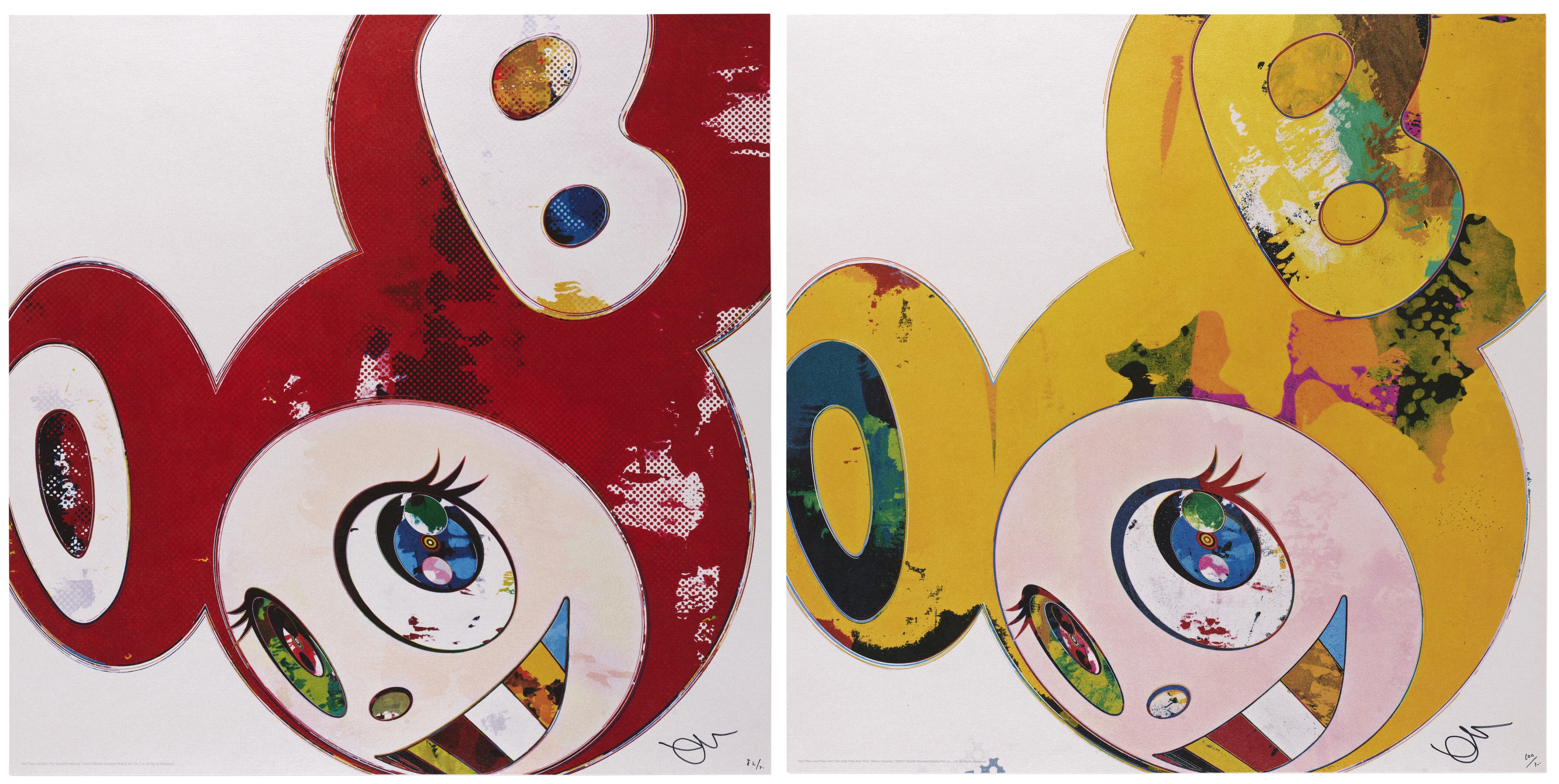 Takashi Murakami - And Then x 6 (Red: The Superflat Method) &amp; And Then, And Then And Then And Then And Then. Yellow Un...