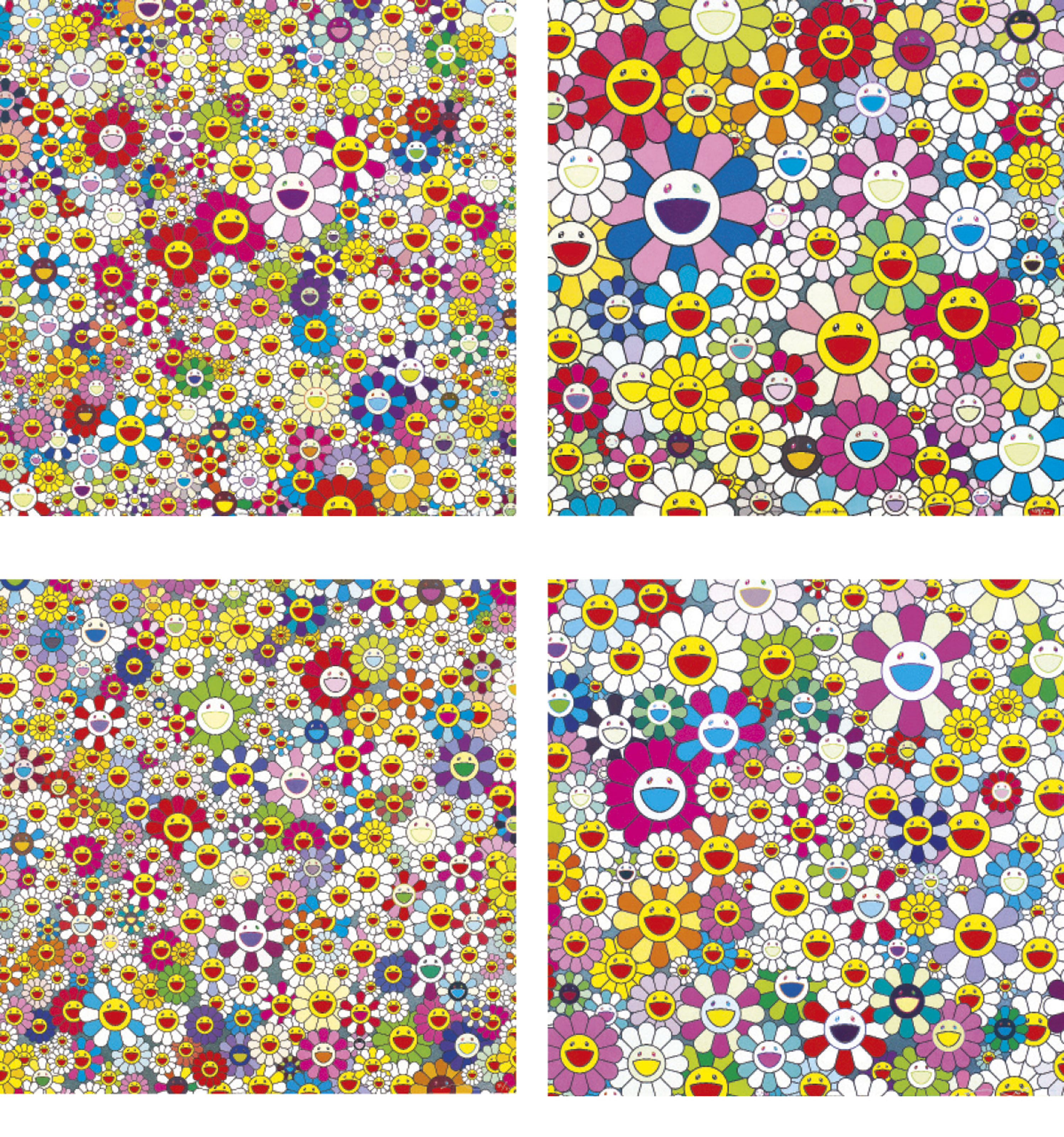 Takashi Murakami - Flowers in Heaven; Such Cute Flowers; Flowers Flowers Flowers; & Maiden in the Yellow Straw Hat