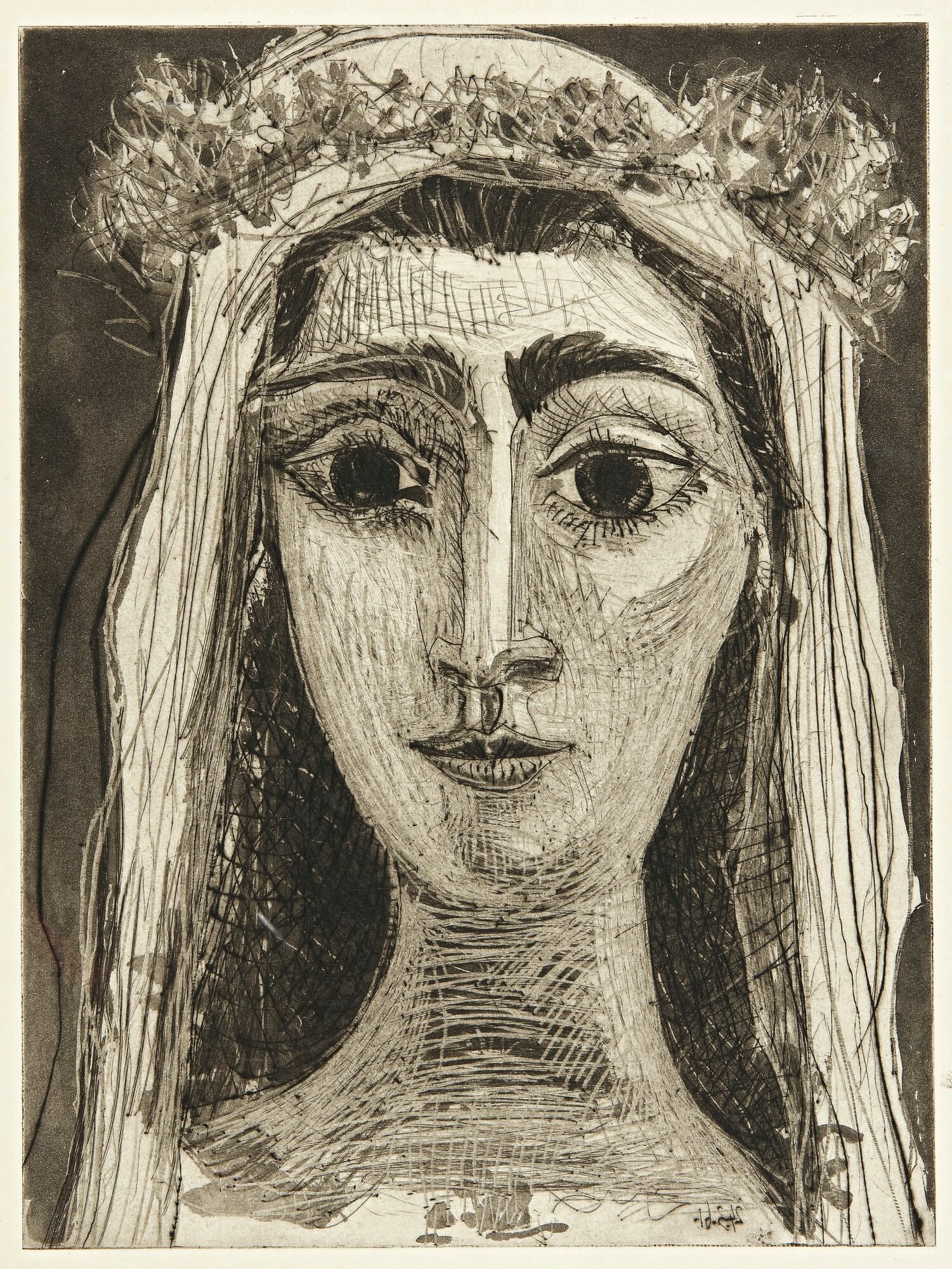 Pablo Picasso - Jacqueline en mariée, de face. I