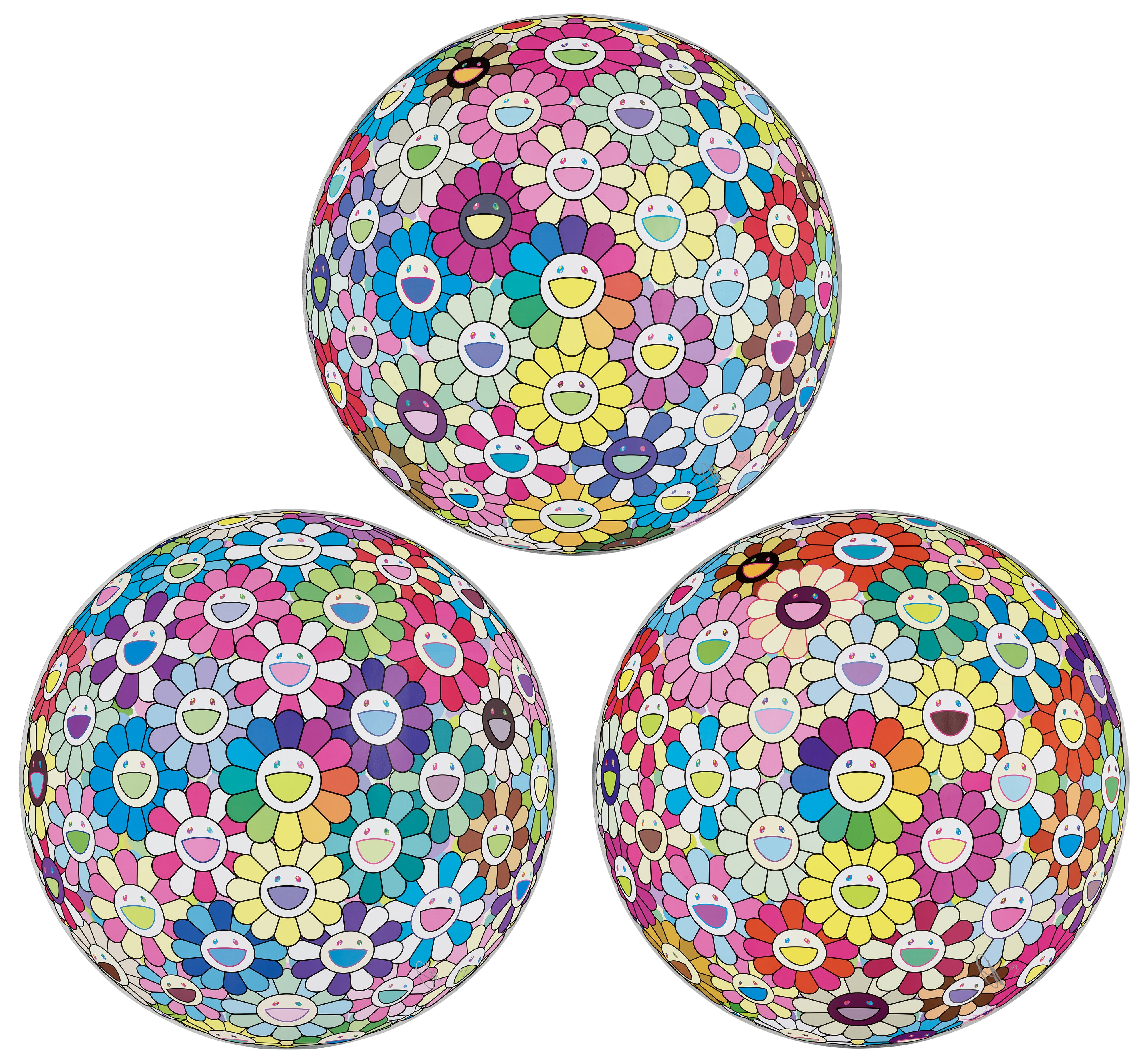 Takashi Murakami - Burying My Face In The Field of Flower; Beyond the Dimensions; and Multiverse, Flowers