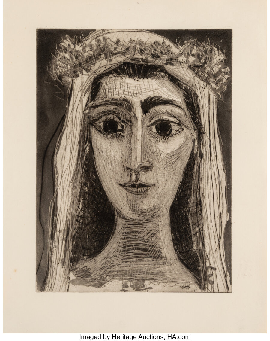 Pablo Picasso - Jacqueline en mariée, de face