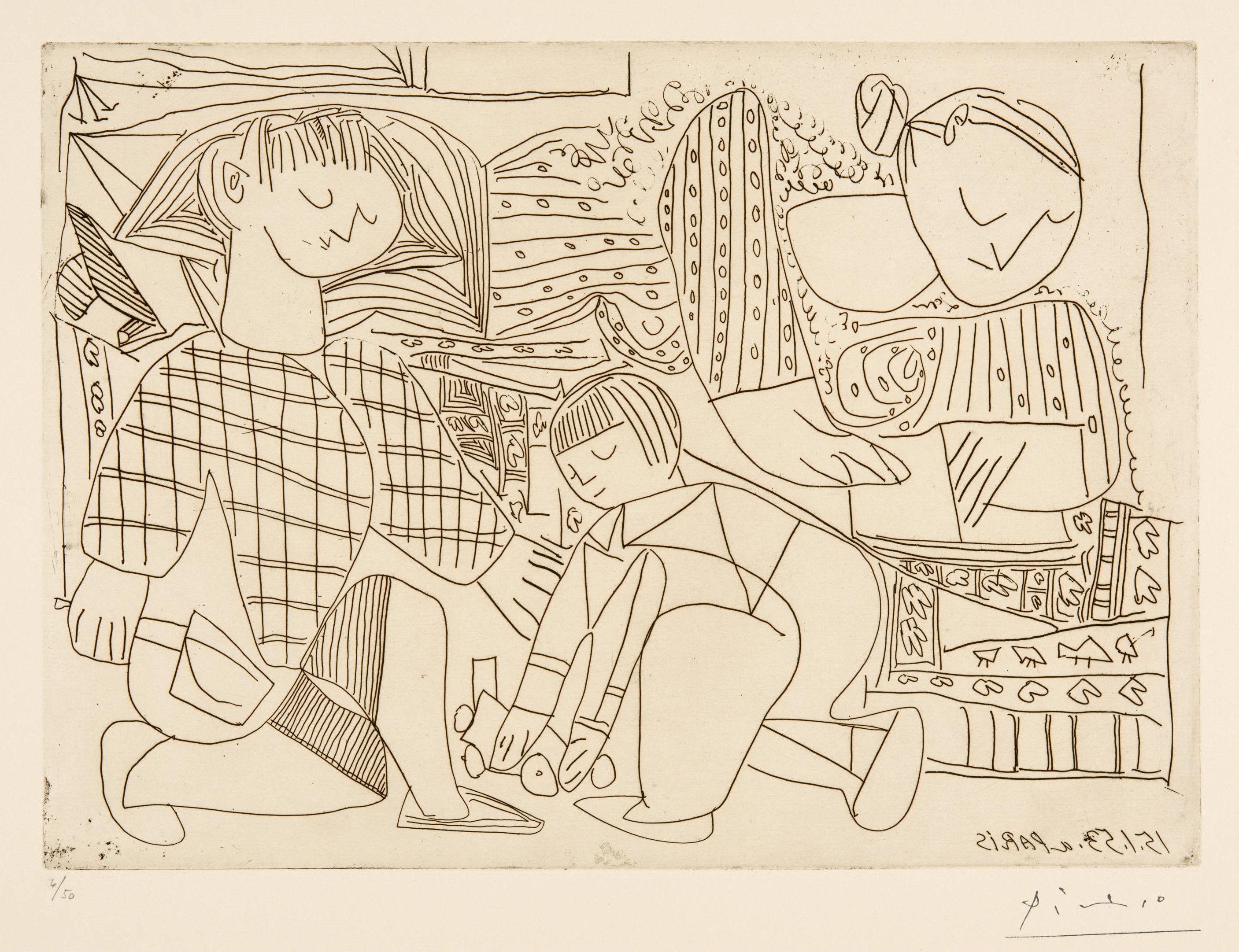 Pablo Picasso - Françoise, Claude, Paloma: La lecture et les jeux. I