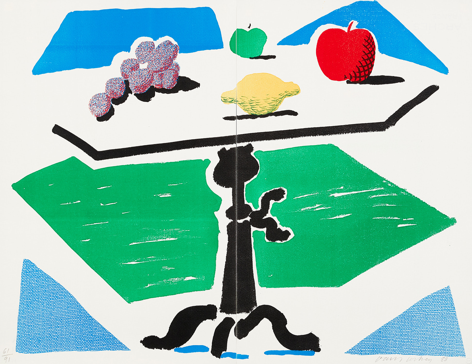 David Hockney - Apples, Grapes and Lemon on a Table, from Brooklyn Academy of Music Portfolio II