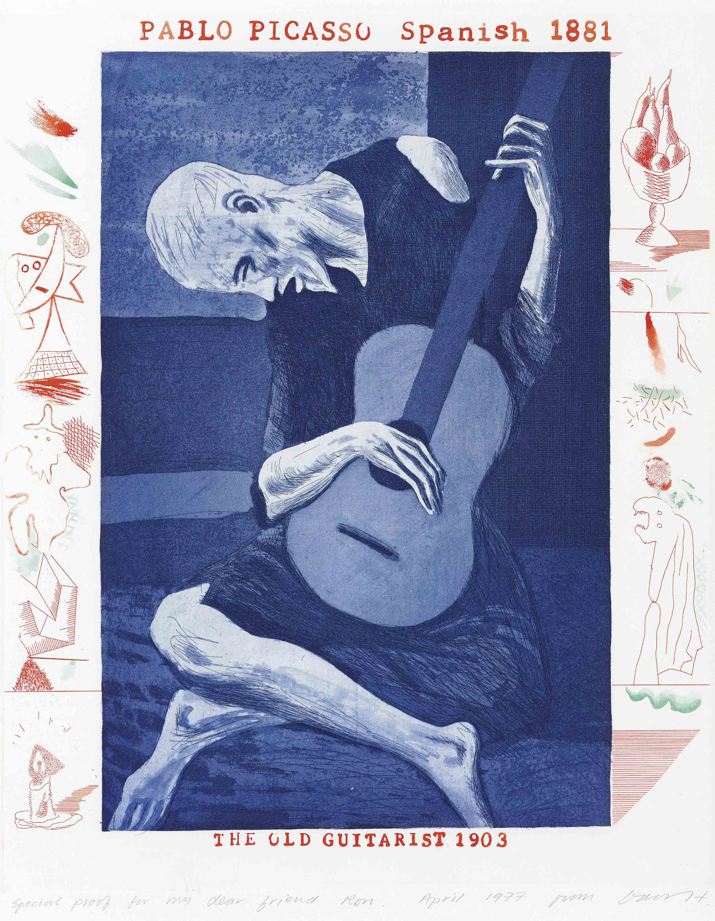 David Hockney - The Old Guitarist, from The Blue Guitar