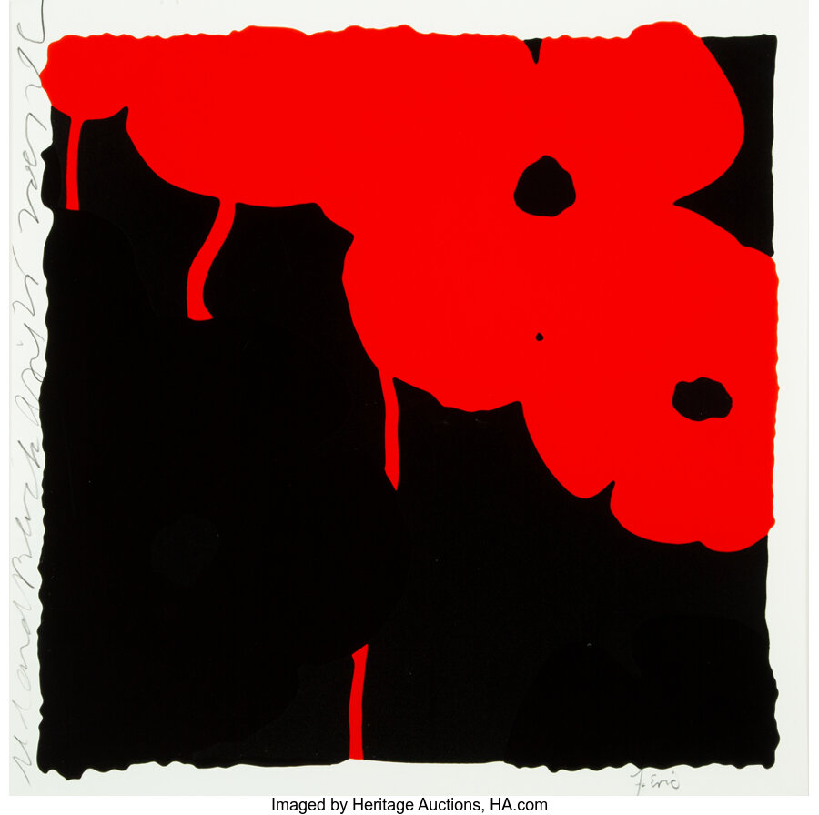 Donald Sultan - Red and Black Poppies II