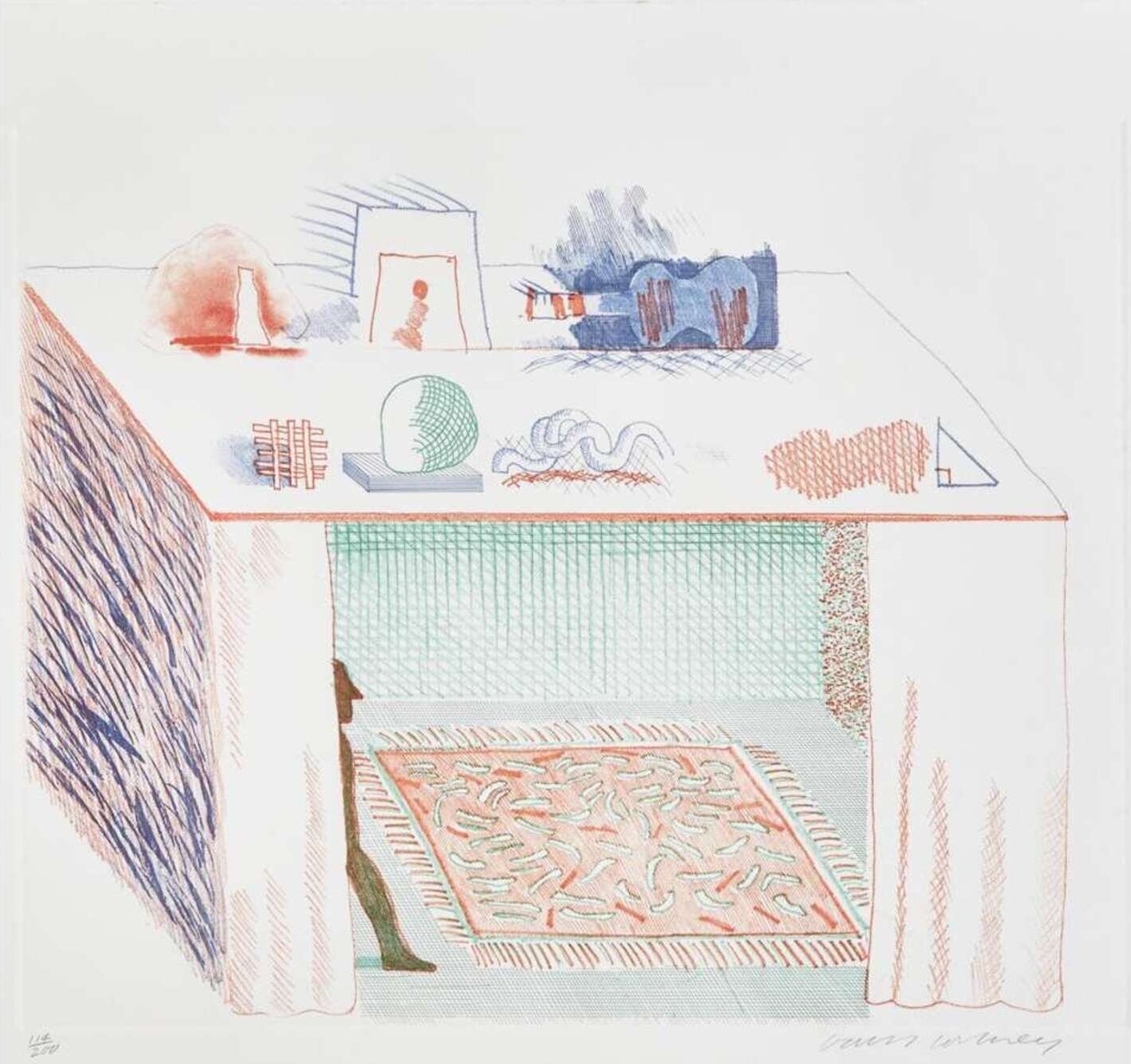 David Hockney - In a Chiaroscuro, Plate 9 from The Blue Guitar