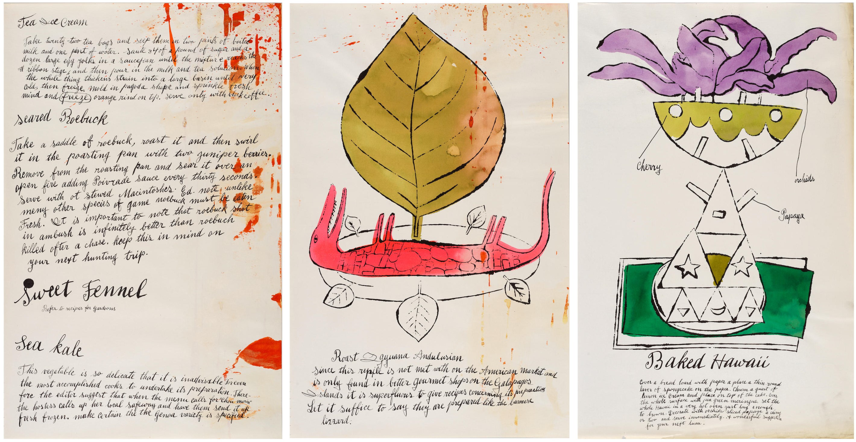 Andy Warhol - Sweet Fennel; Roast Iguana Andulusian; Baked Hawaii, from Wild Raspberries (3 works) (Feldman & Schellmann I...