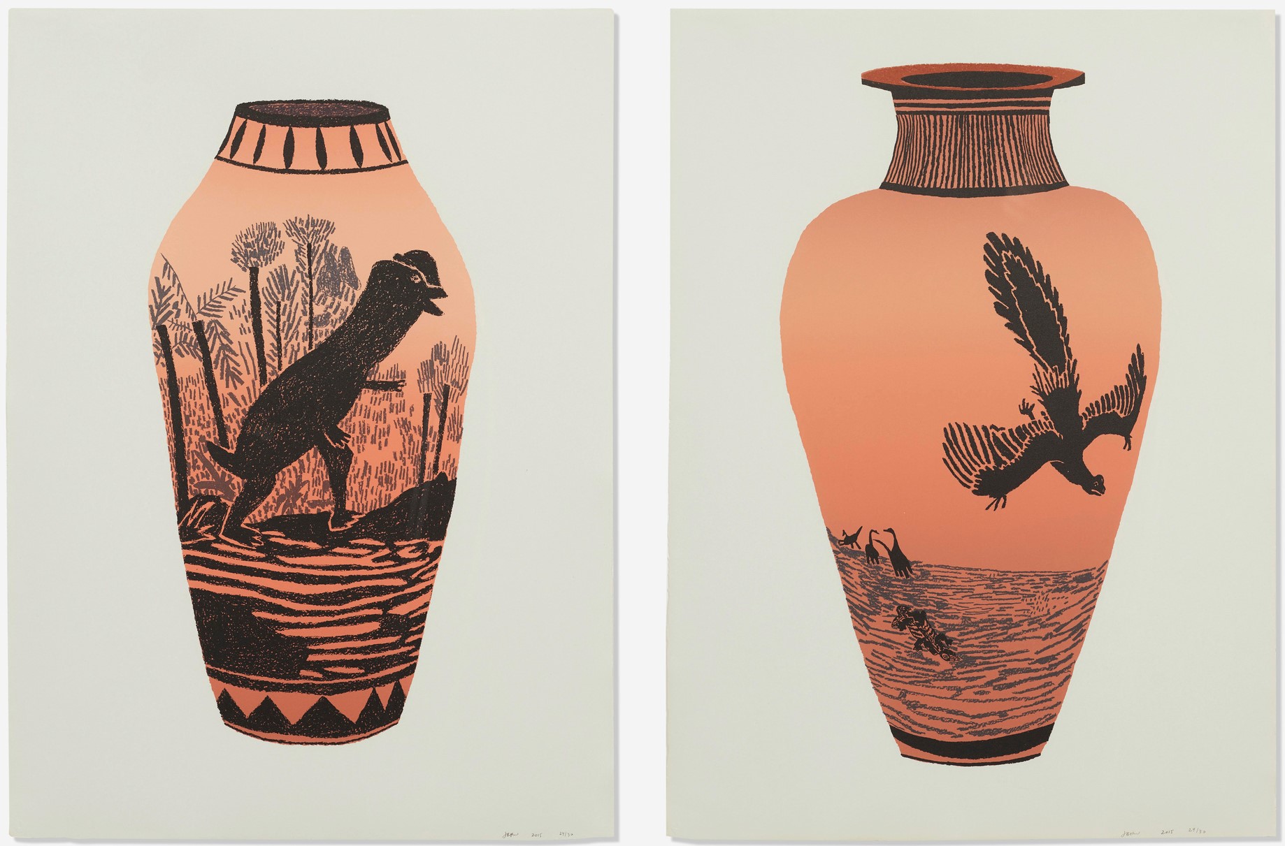 Jonas Wood - Dilophosaurus Wetherilli, Archaeopteryx Lithographica (two works)