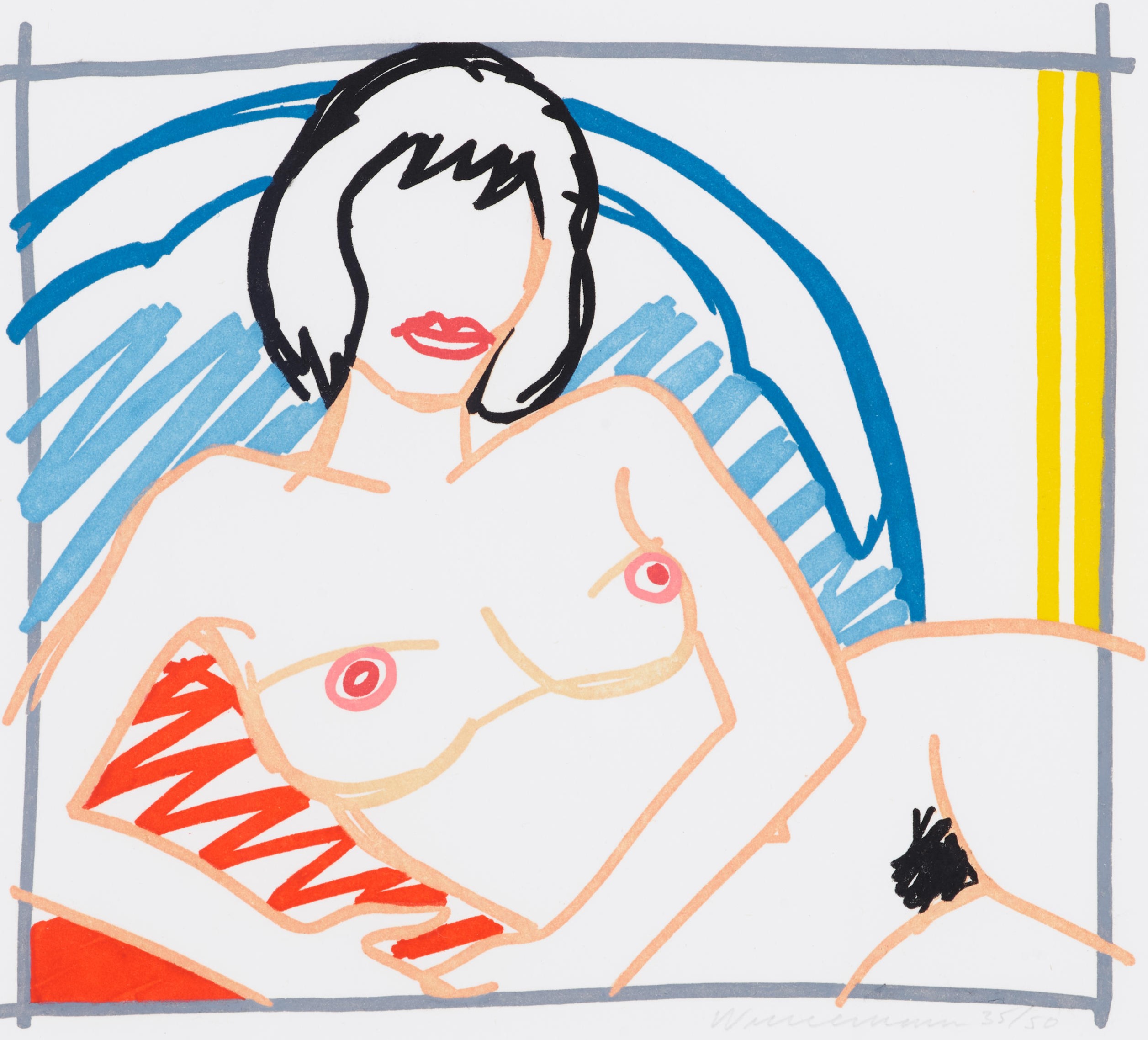 Tom Wesselmann - Monica Nude with Yellow Curtain