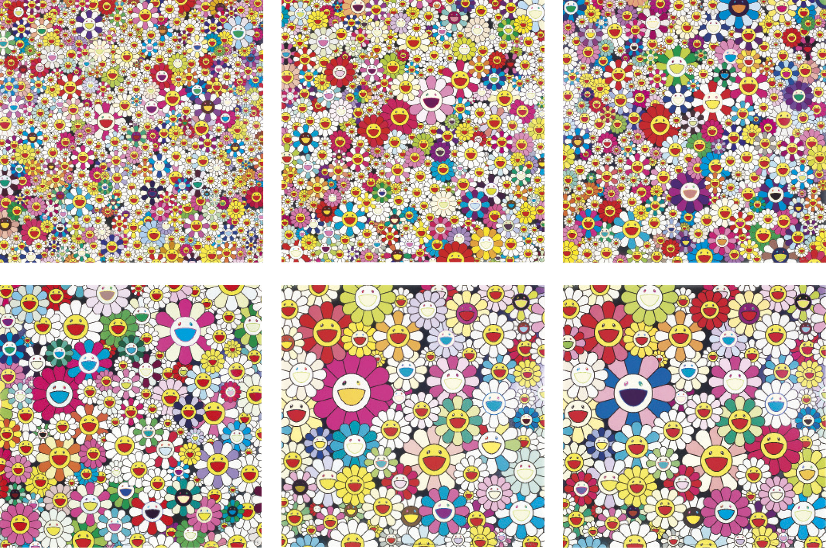 Takashi Murakami - Open Your Hands Wide, Embrace Happiness!; Field of Smiling Flowers; If I Could Reach That Field of Flow...
