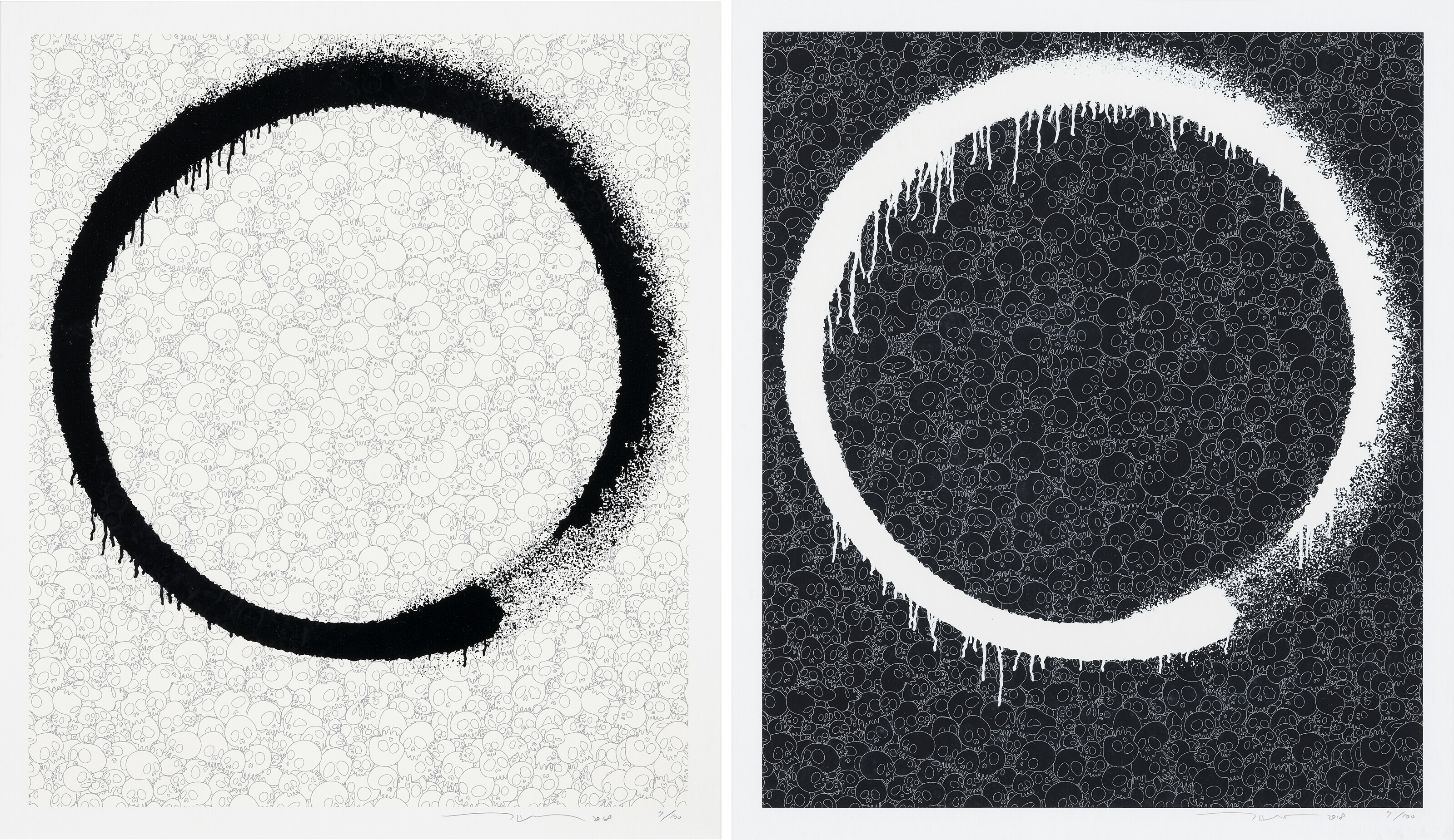 Takashi Murakami - Enso: Facing The Pitch Black Void, and Enso: A World Filled With Light