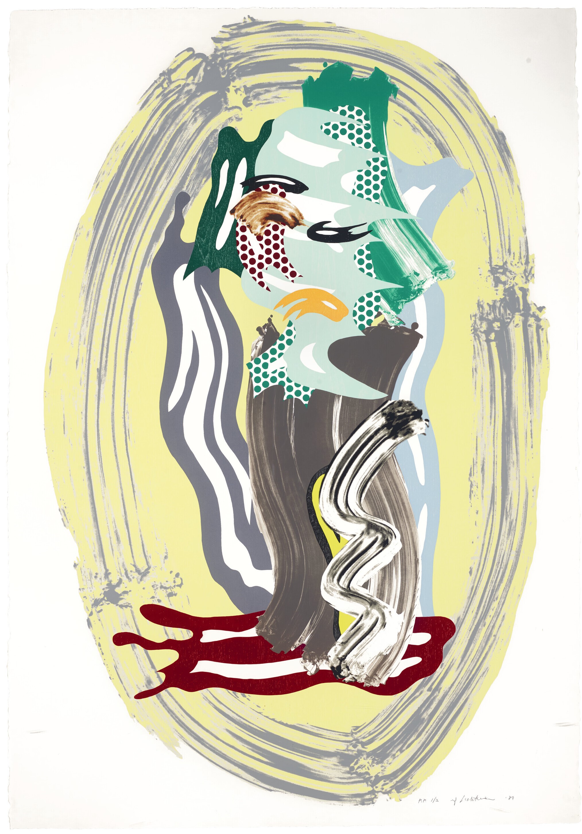 Roy Lichtenstein - Green Face, from Brushstroke Figures