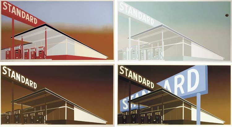 Ed Ruscha - Standard Station, Mocha Standard, Cheese Mold Standard with Olive, and Double Standard (E. 5; and 30-2)