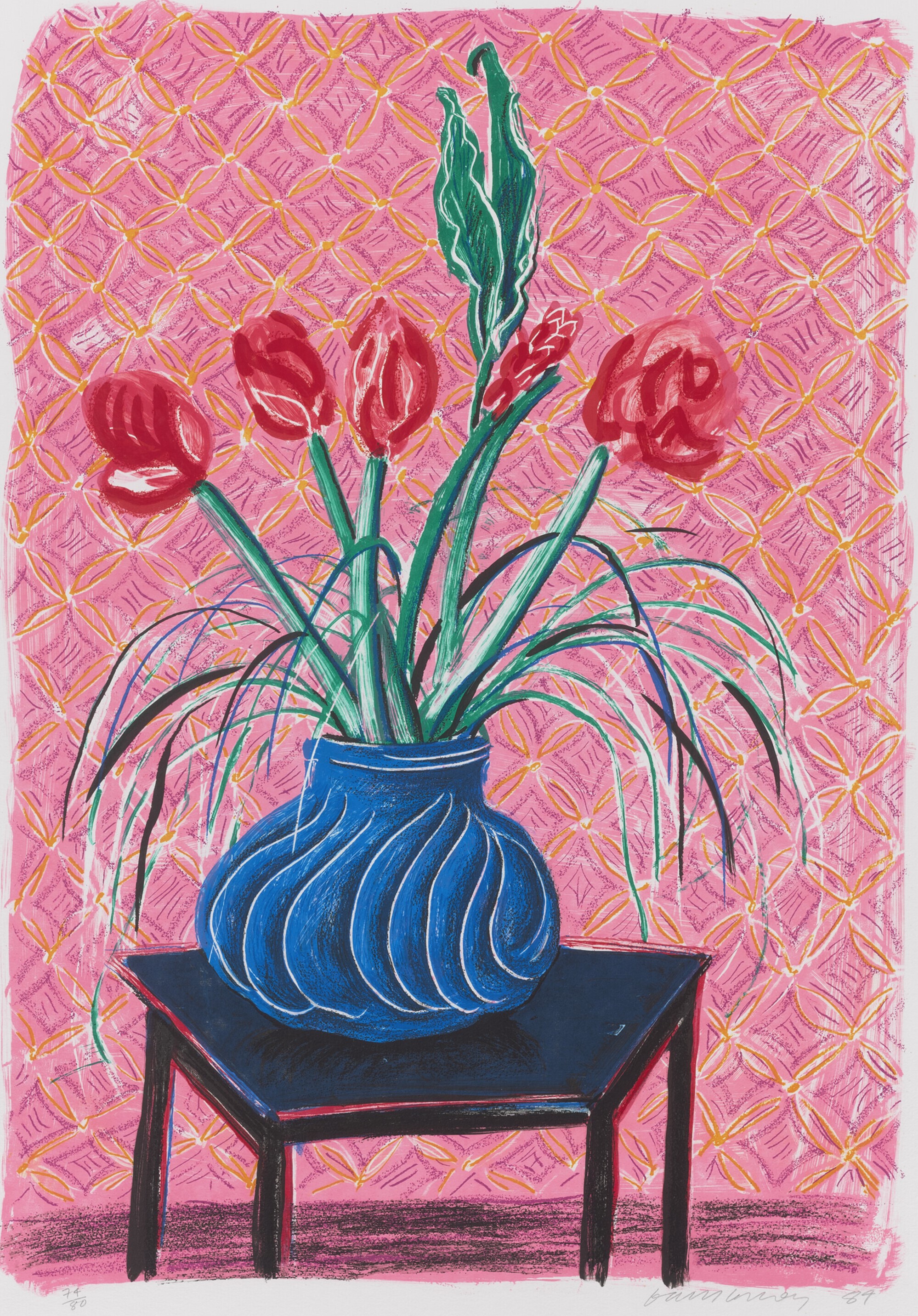 David Hockney - Amaryllis in a Vase, from: Moving Focus