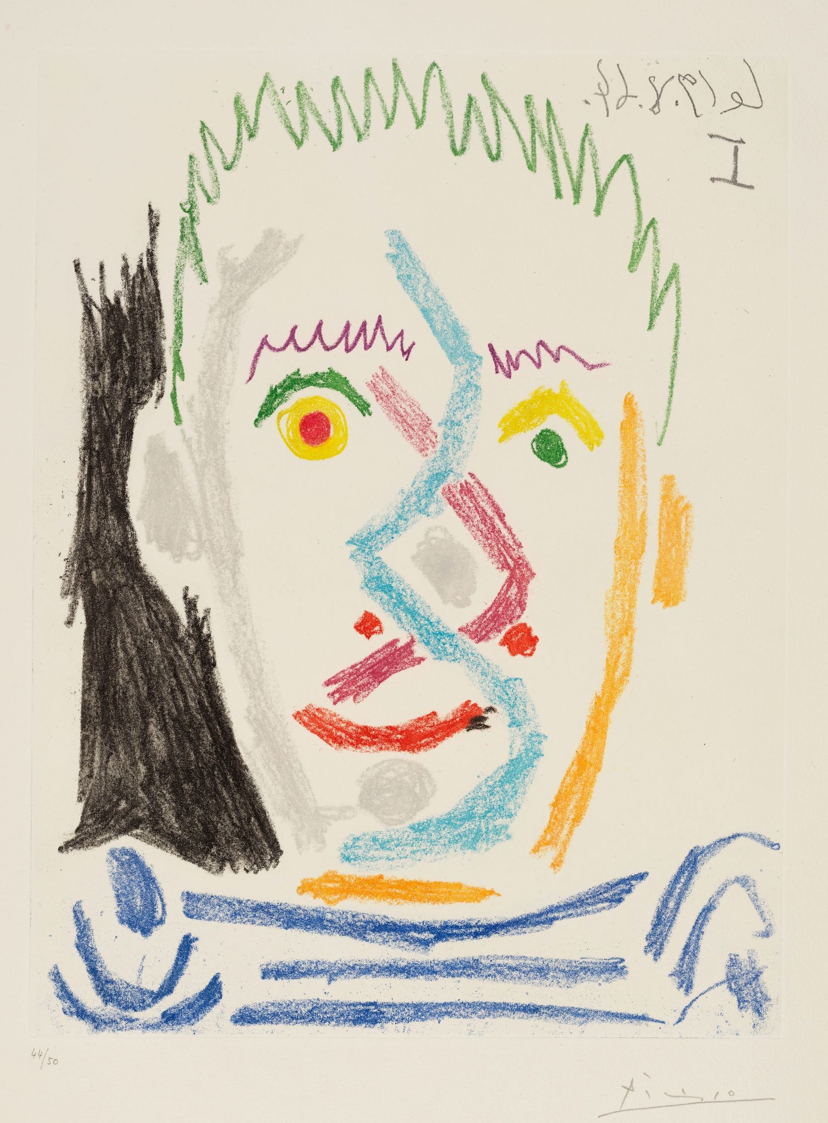 Pablo Picasso - Tête d'homme au maillot rayé (Tête) (Bloch 1164, Baer 1164)