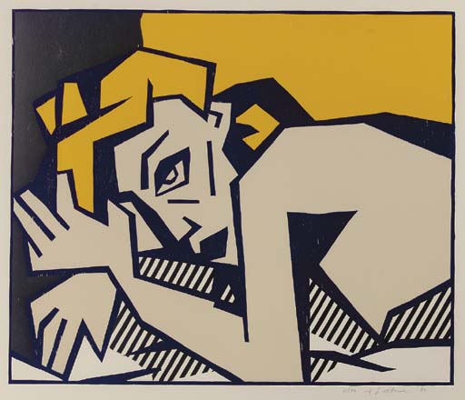 Roy Lichtenstein - Reclining Nude, from Expressionist Woodcut Series