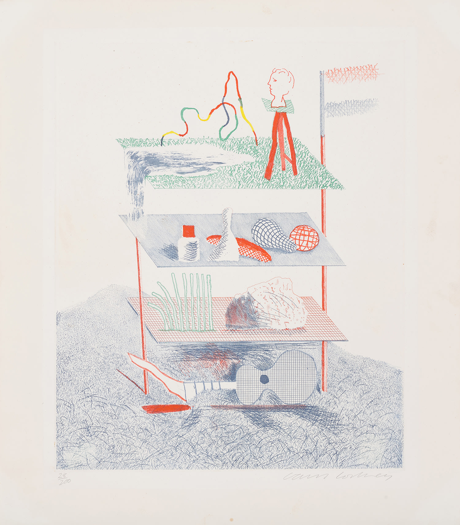 David Hockney - Serenade, plate 19 from The Blue Guitar (S.A.C. 217, M.C.A.T. 196)