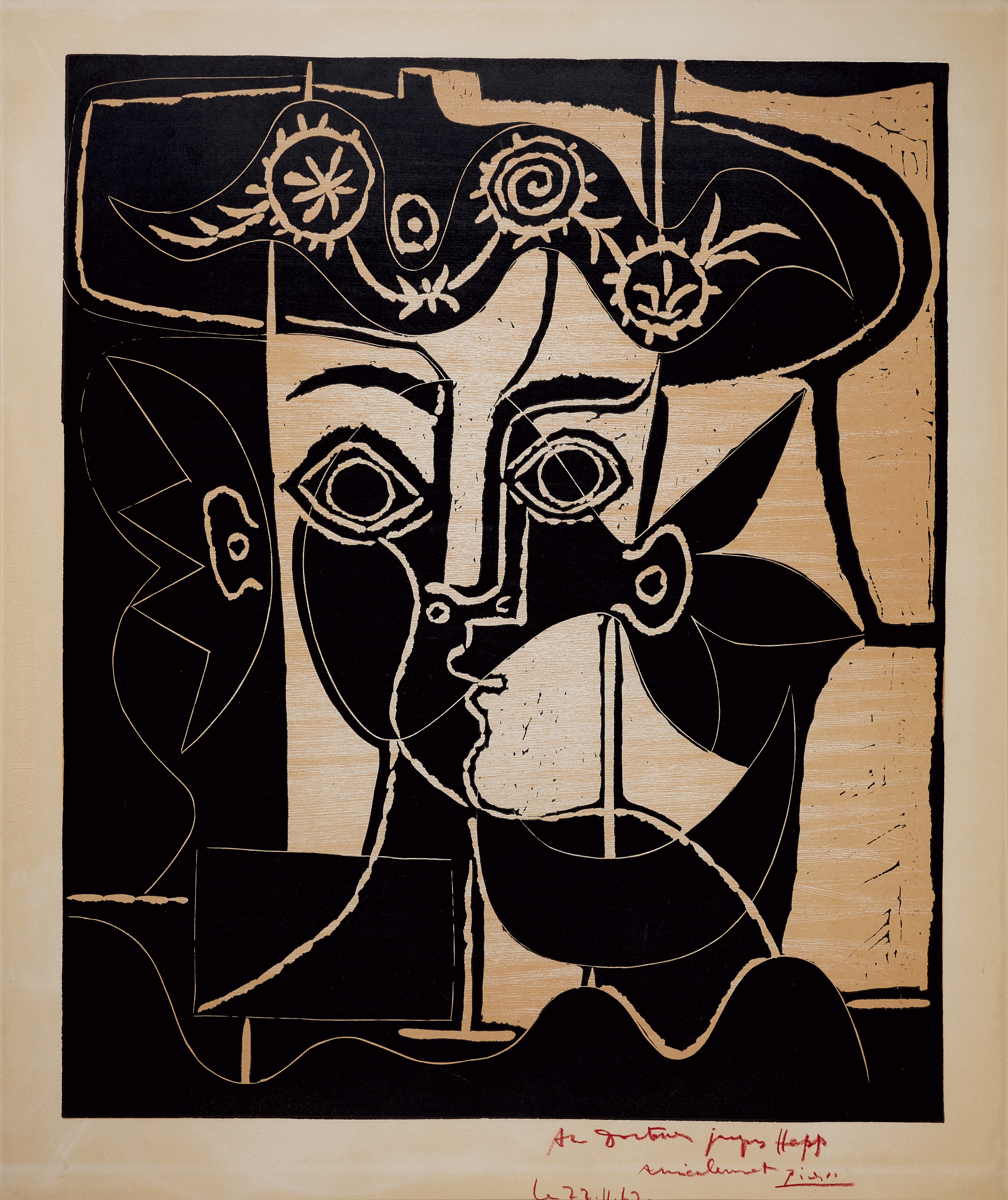 Pablo Picasso - Grande tête de femme au chapeau orné