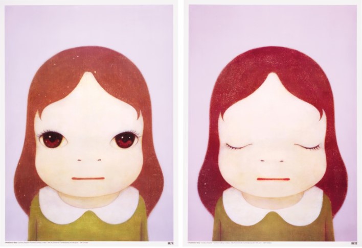 Yoshitomo Nara - Cosmic Girls: Eyes Open / Eyes Closed (Two Works)