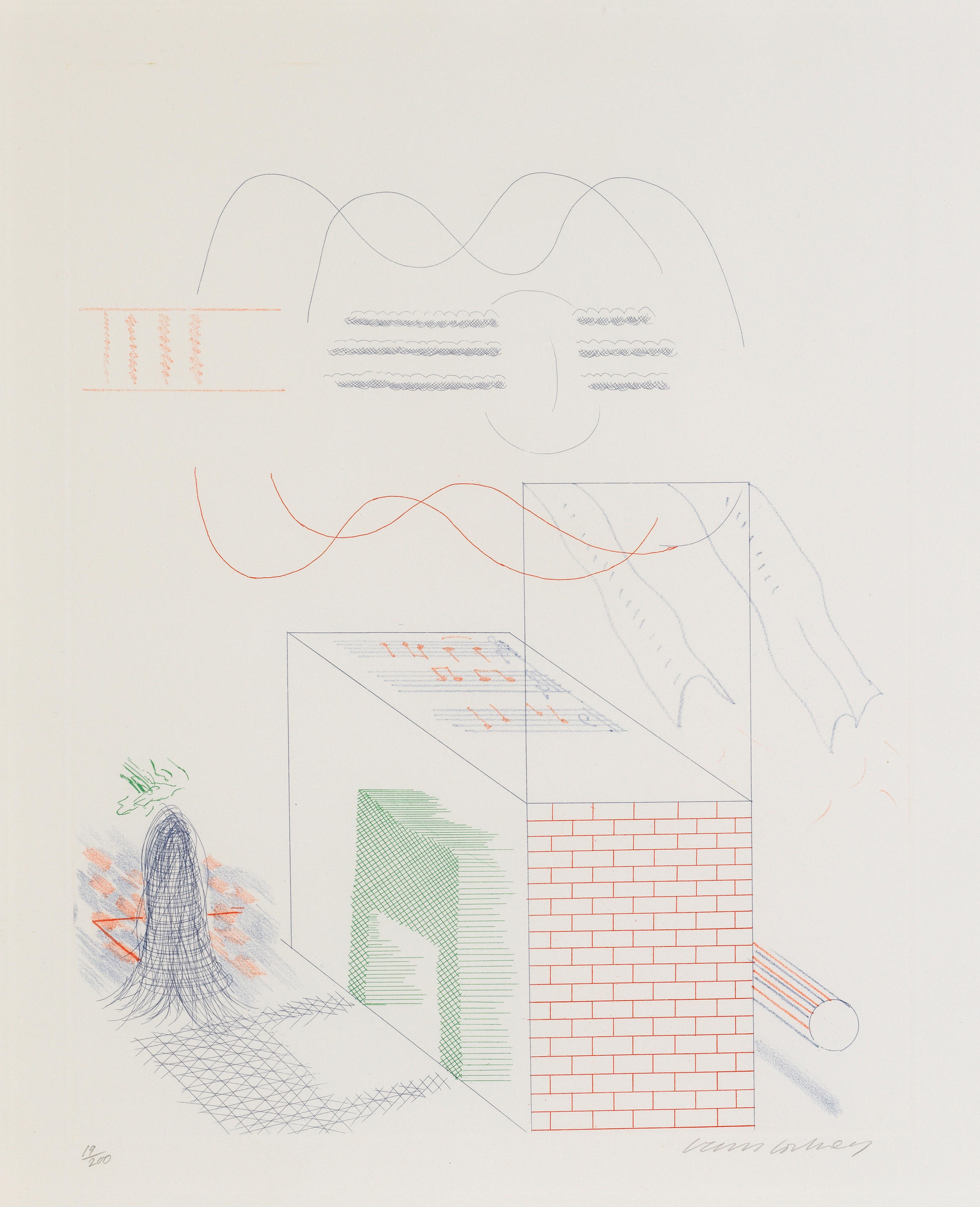 David Hockney - The Buzzing of the Blue Guitar, from The Blue Guitar